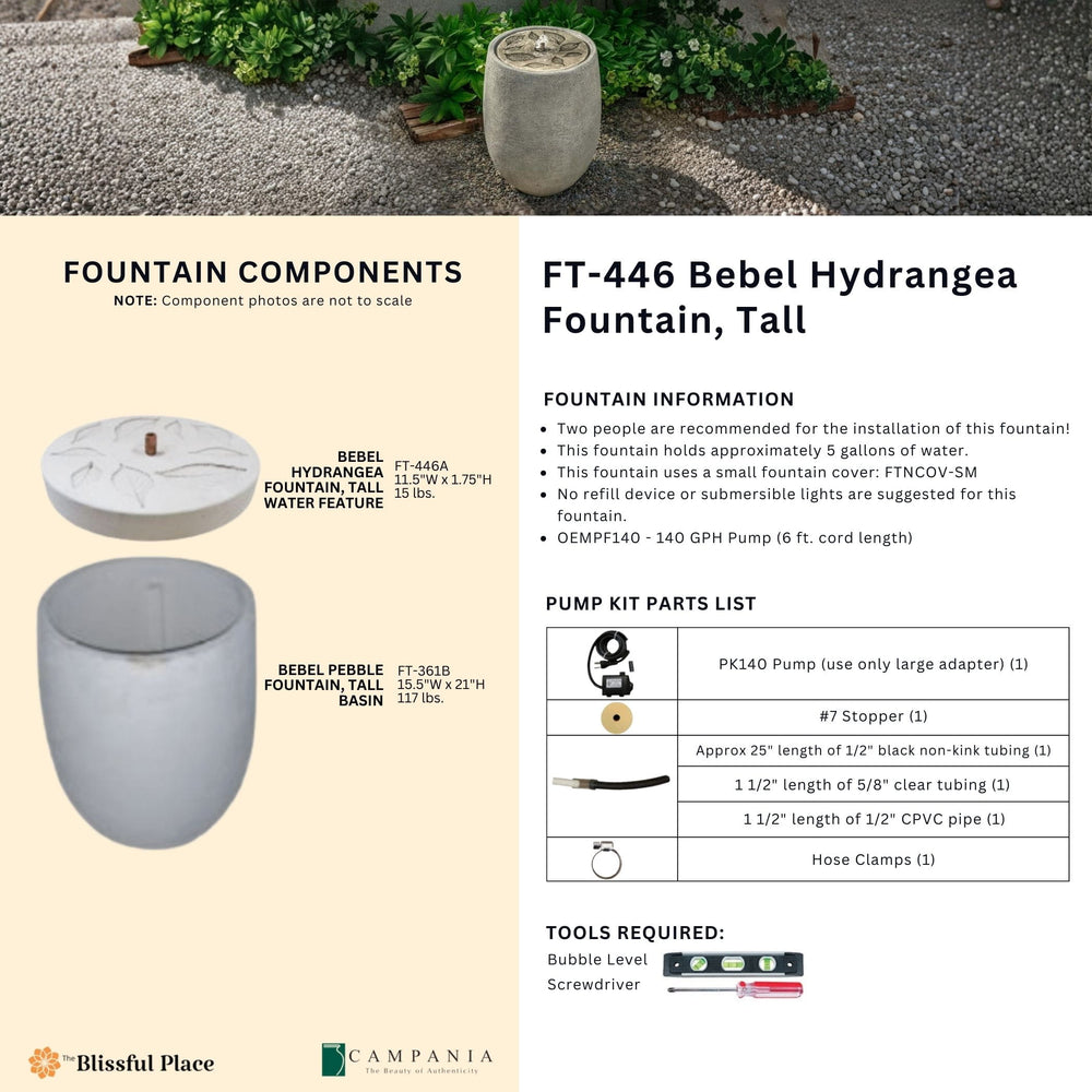 Bebel Hydrangea Fountain, Tall Info Sheet
