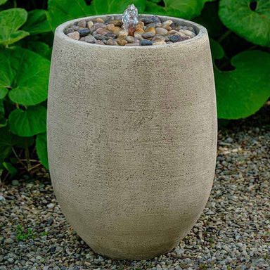 Bebel Pebble Fountain, Tall on gravel in the backyard