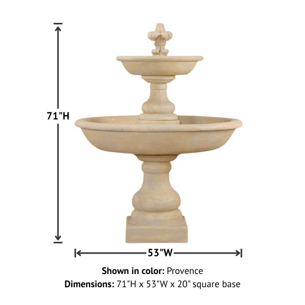 Belair Two Tier Fountain against white background with product details.