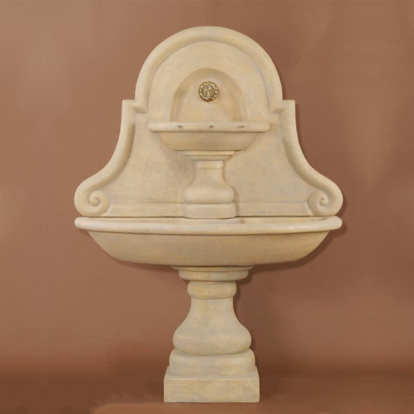 Belair Wall Fountain for Spout against brown background.