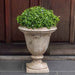 Bolzano Urn Planter - Antico Terra Cotta - S/1 on the concrete filled with plants