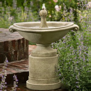Borghese Bubble Fountain Outdoor in action near purple flowers