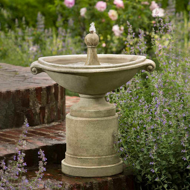 Borghese Bubble Fountain Outdoor in action near purple flowers