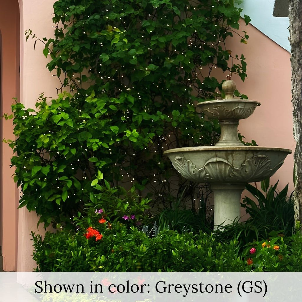 Borghese Fountain in action surrounded with green plants