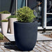 Bradford Planter Extra Large in onyx black lite color on bricks filled with plants.