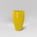 Brannan Tapered Round Fiberglass Planter in gloss saffron against gray background.
