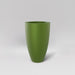 Brannan Tapered Round Fiberglass Planter in satin green against gray background.