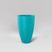 Brannan Tapered Round Fiberglass Planter in satin seafoam green against gray background.
