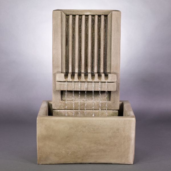 Brentwood Channel Patio Fountain, Short against gray background.