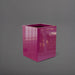 Brisane Tall Corner Fiberglass Planter in gloss eggplant against gray background.