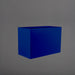 Brisbane Wide Rectangle Fiberglass Planter in matte cobalt blue against gray background.