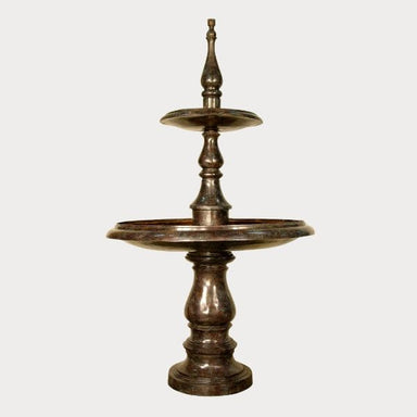 Bronze Contemporary Two Tier fountain against gray background