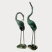 Bronze Crane Fountain Sculpture pair against gray background