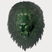 Bronze Lion Face Wall Fountain Sculpture against gray background upclose