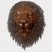 Bronze Lion face wall fountain sculpture upclose