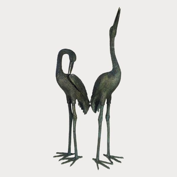 Bronze Crane Fountain Sculpture Set Metropolitan Galleries SRB15075