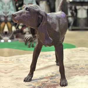 Bronze Peeing Dog Fountain Sculpture upclose