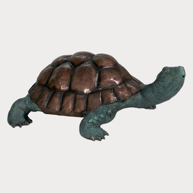 Bronze Small Turtle Fountain Sculpture against gray background