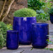 Caixa Planter - Sapphire - S/3 on concrete in the backyard