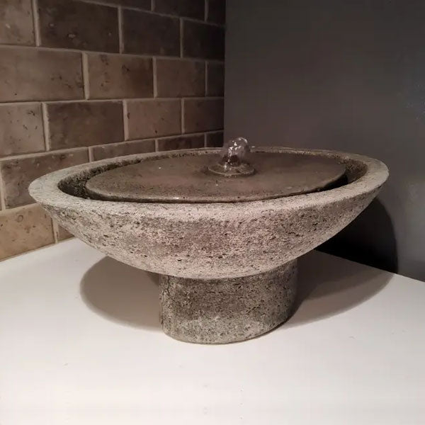 Campania Zen Oval Tabletop Fountain running on kitchen countertop