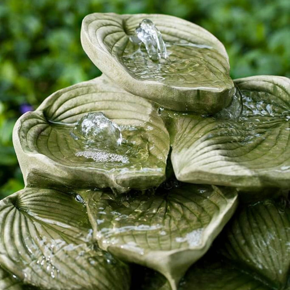 Cascading Hosta Fountain in action upclose.