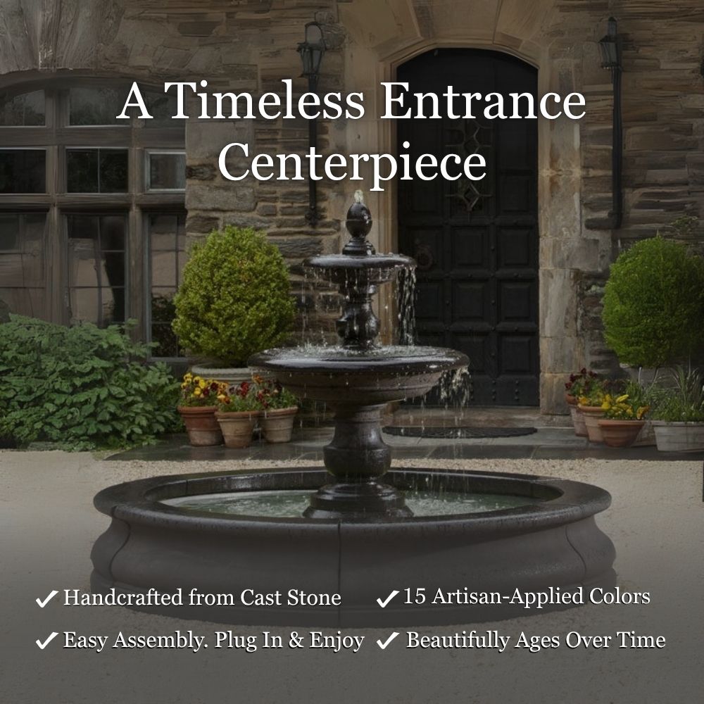 Caterina Fountain in Basin a timeless entrance centerpiece.