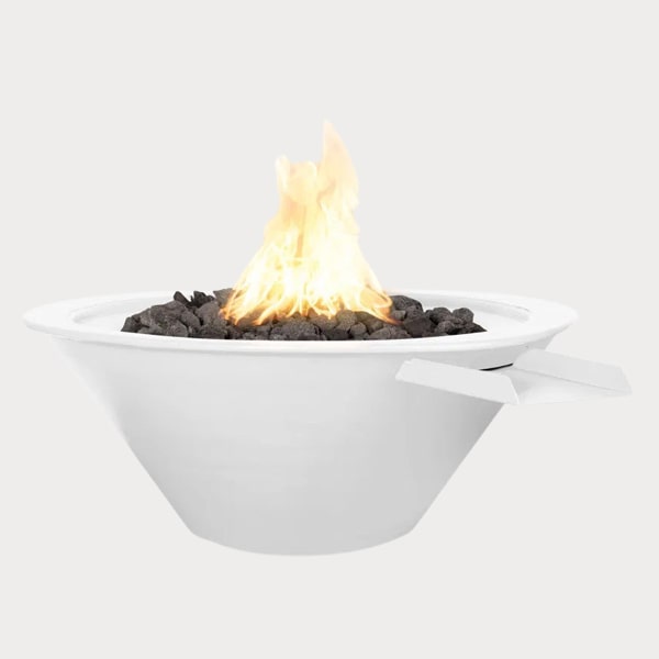 Cazo Powder Coated Fire and Water Bowl - White Powdercoat