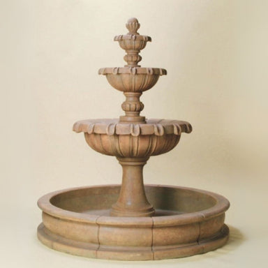 Chateau Pond Fountain against brown background.