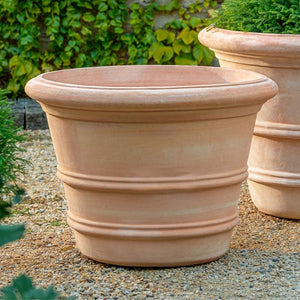Classic Double Rolled Rim 24" - Terra Cotta - S/1 on gravel in the backyard