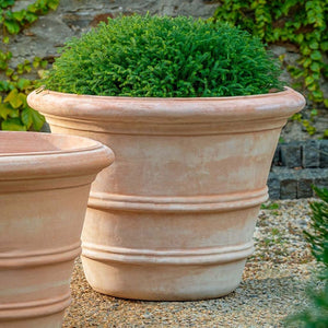 Classic Double Rolled Rim 27" - Terra Cotta - S/1 on gravel filled with plants