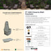 Complete overview of the Closerie Wall Fountain with dimensions, weights, pump kit parts, tools, and general info.
