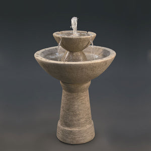Color Bowl with Lip Fountain 2 Tier Tall running against gray background