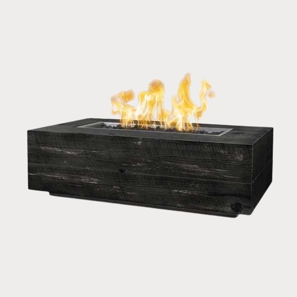 Coronado Wood Grain Fire Pit in ebony against gray background