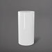 Corry Tall Cylinder Fiberglass Planter in gloss bright white against gray background. 