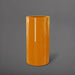 Corry Tall Cylinder Fiberglass Planter in gloss tangerine against gray background. 