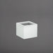 Cuba Low Corner Fiberglass Planter in gloss bright white against gray background.