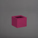 Cuba Low Corner Fiberglass Planter in gloss eggplant  against gray background.