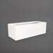 Cuba Low Rectangle Fiberglass Planter in gloss bright white against gray background.