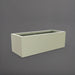 Cuba Low Rectangle Fiberglass Planter in satin beige against gray background.