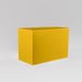 Darwin Tall Rectangle Fiberglass Planter in gloss saffron against gray background.