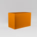 Darwin Tall Rectangle Fiberglass Planter in gloss tangerine against gray background.