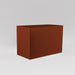 Darwin Tall Rectangle Fiberglass Planter in matte terra cotta against gray background.