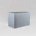 Darwin Tall Rectangle Fiberglass Planter in metallic silver against gray background.