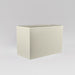 Darwin Tall Rectangle Fiberglass Planter in satin beige against gray background.