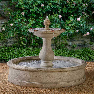 Delacorte Fountain on the ground with plants background