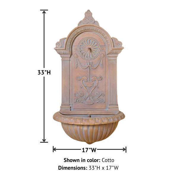 Delfino Wall Fountain with product details.