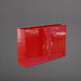 Delray Tall Rectangle Fiberglass Planter in gloss red against gray background.
