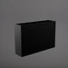 Delray Tall Rectangle Fiberglass Planter in matte black against gray background.