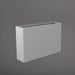 Delray Tall Rectangle Fiberglass Planter in matte cement grey against gray background.