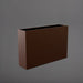 Delray Tall Rectangle Fiberglass Planter in matte dark brown against gray background.